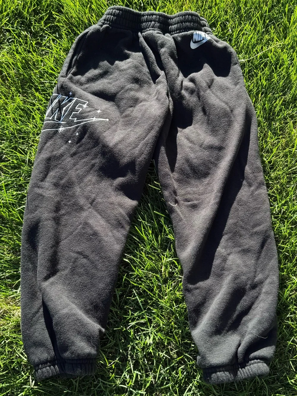 Nike Kids Black Jogger Sweatpants with White Logo